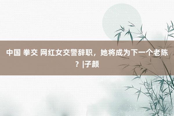 中国 拳交 网红女交警辞职，她将成为下一个老陈？|子颜
